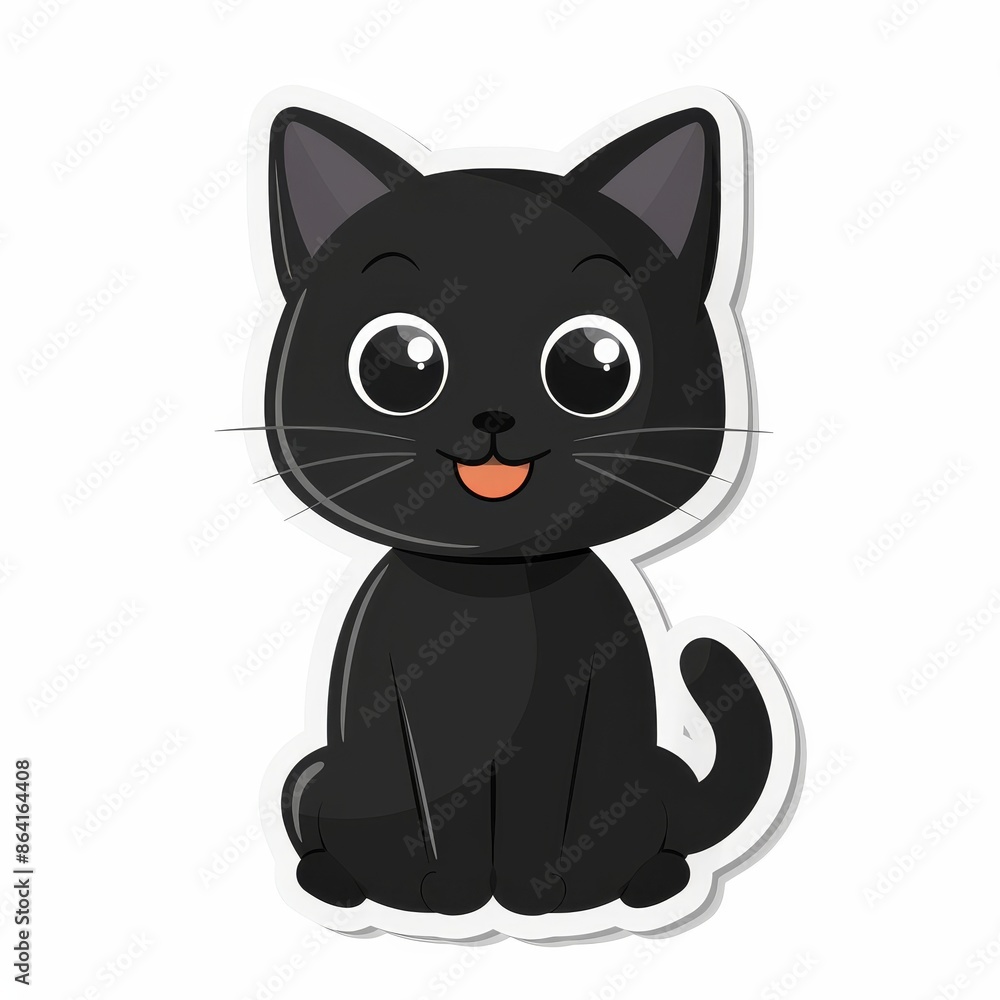 A black fluffy cat icon. Face with body and soft tail. Kawaii cartoon character. Baby pet animal. Notebook cover, t-shirt, greeting card. Black background. A black fluffy cat icon. Face with body and soft tail. Kawaii cartoon character. Baby pet animal. Notebook cover, t-shirt, greeting card. Black background.