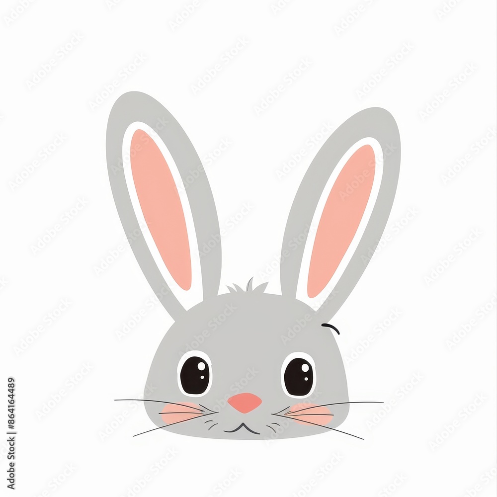 Bunny rabbit head perched on a branch. Big eyes. Funny face. Cartoon kawaii baby character. Forest animals collection. Childish style. Flat design. White background. Isolated. Vector. Bunny rabbit head perched on a branch. Big eyes. Funny face. Cartoon kawaii baby character. Forest animals collection. Childish style. Flat design. White background. Isolated. Vector.