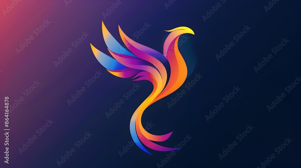 Majestic Fiery Phoenix Soaring Through Vibrant Gradient Sky Majestic Fiery Phoenix Soaring Through Vibrant Gradient Sky