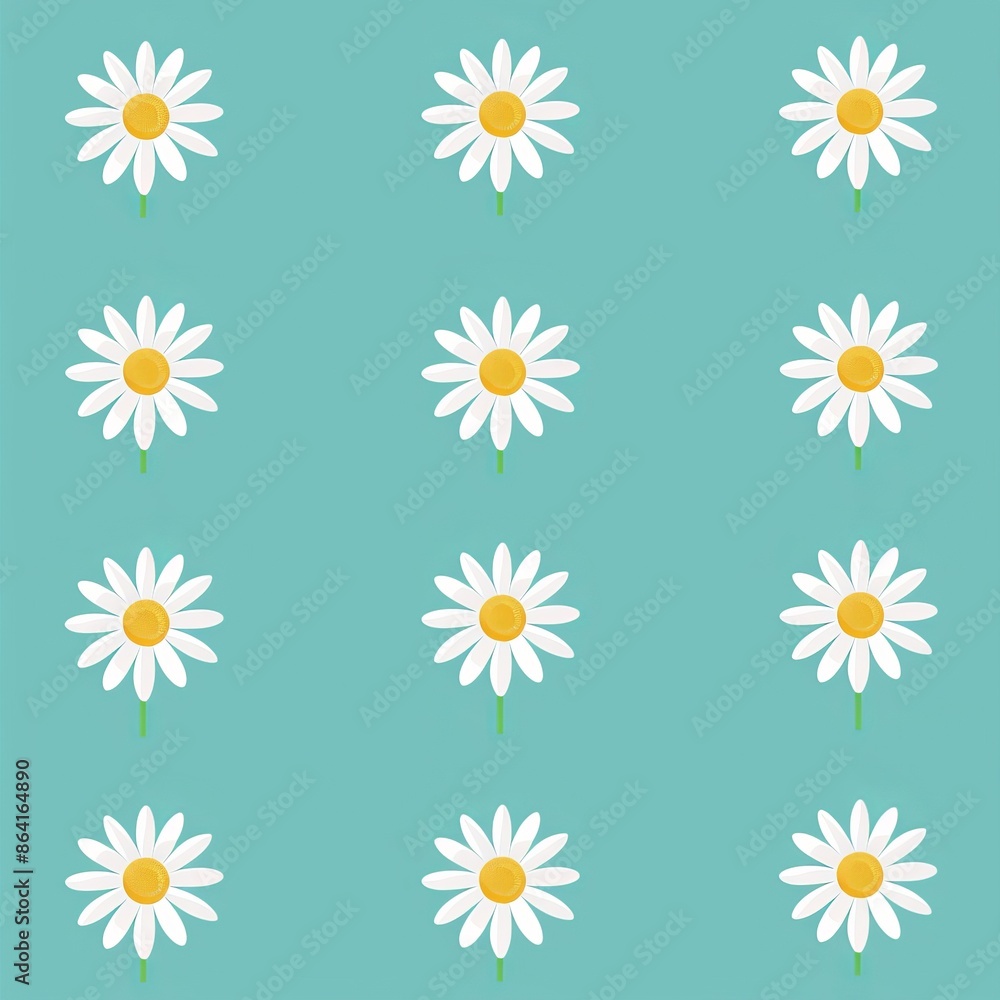 Four white chamomile set line. Camomile circle icon. Love card symbol. Growing concept. Flat design. Isolated. Green background. Four white chamomile set line. Camomile circle icon. Love card symbol. Growing concept. Flat design. Isolated. Green background.