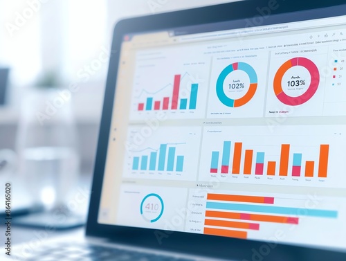 Key Metrics Dashboard A  digital dashboard highlighting important business evaluation metrics