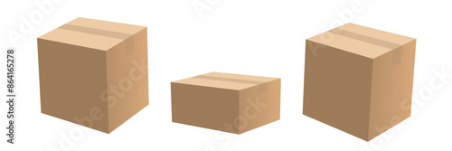 carton vector with brown color as delivery houshold cardboard box, for moving, packaging or packing some product in object transportation. Isolated on white background 