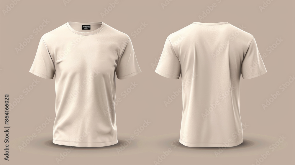 An image of a basic t-shirt seen from the front and back. An image of a basic t-shirt seen from the front and back.