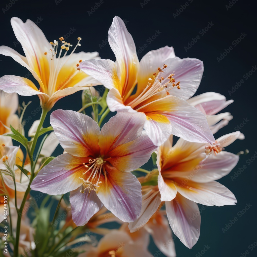 Fototapeta premium Delicate Pink and Orange Flowers.
