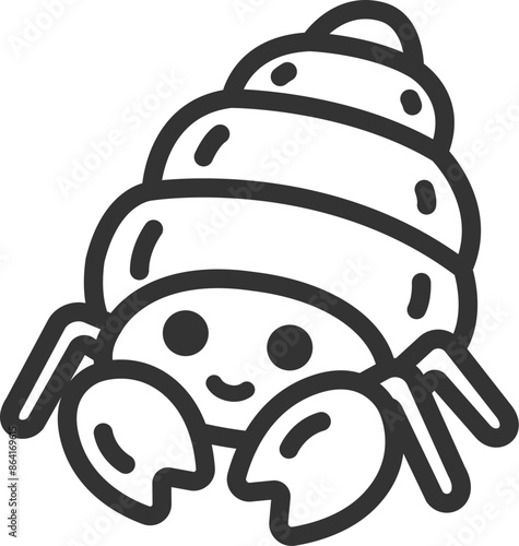 ヤドカリのアイコン（線画）のイラスト