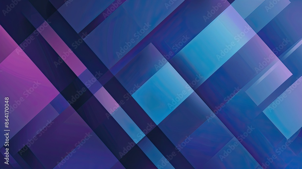 Design a horizontal static abstract background with geometric shapes in shades of blue and purple, reflecting Design a horizontal static abstract background with geometric shapes in shades of blue and purple, reflecting