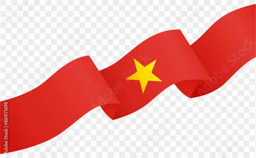 Vietnam flag wave isolated on png or transparent background vector illustration. 