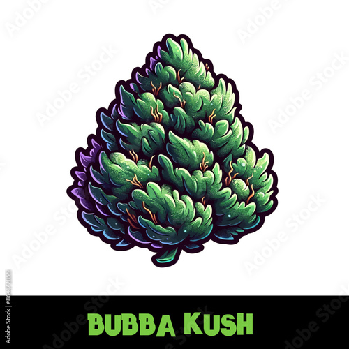 Vector Illustrated Bubba Kush Cannabis Bud Strain Cartoon