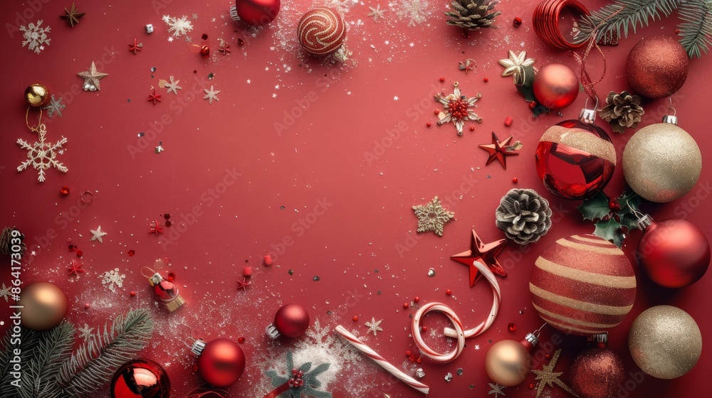 Fototapeta premium Christmas poster backgrounds are perfect for adding your own custom content or message. Ideal for creating eye-catching Christmas posters. Festival announcements and seasonal promotions