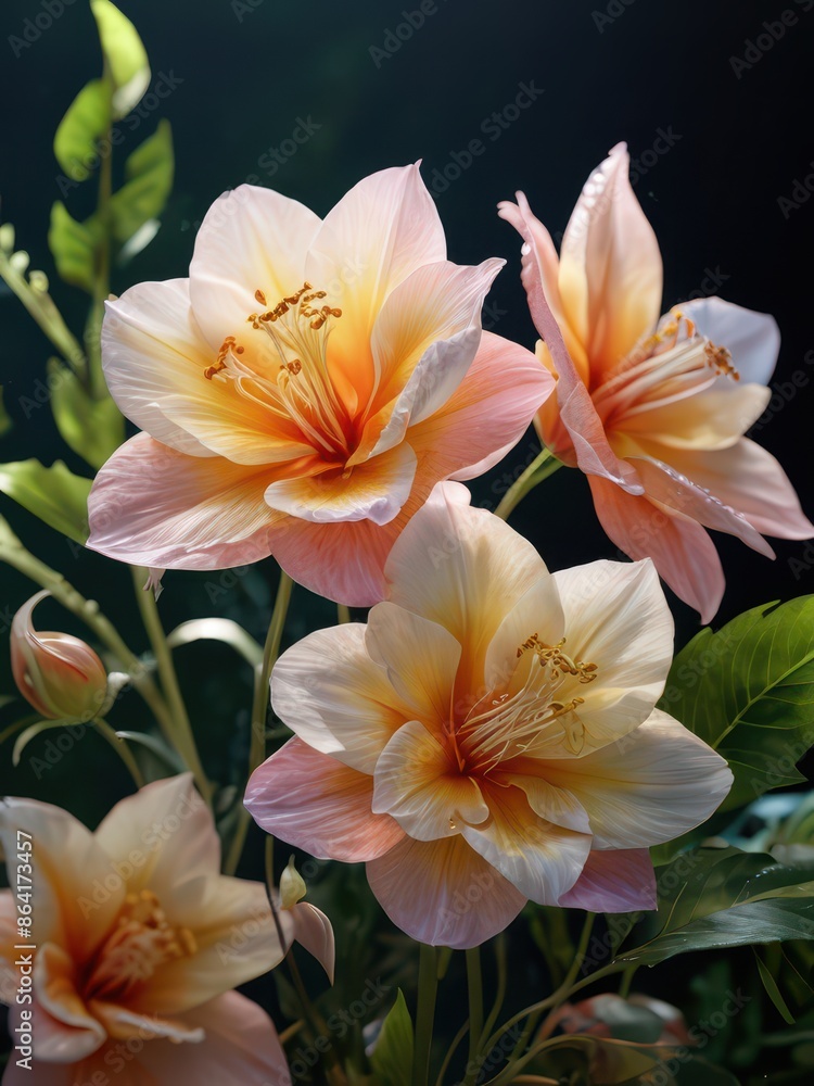 Delicate Peach and Yellow Flowers. Delicate Peach and Yellow Flowers.