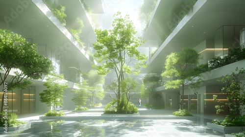 Networked Campus of 3D Rendered Living Buildings with Self Regulating Facades and Adaptive photo