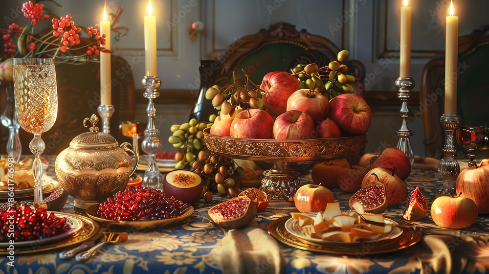 Spectacular Table served for hanukkah dinner Spectacular Table served for hanukkah dinner