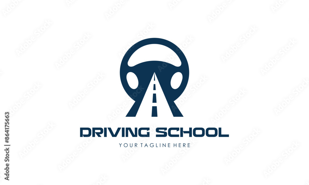 Driving school logo template. Steering wheel logo Driving school logo template. Steering wheel logo
