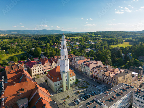 Panorama of the town of Gryfów Śląski in western Poland on the Kwisa River photo