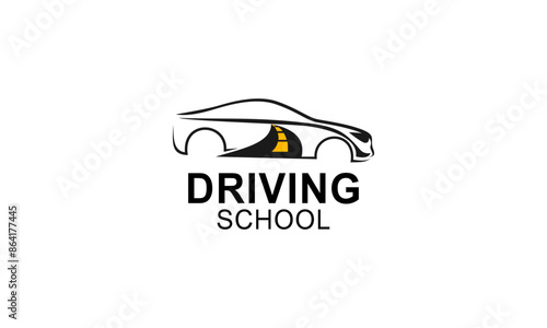 Driving school logo template. Steering wheel logo
