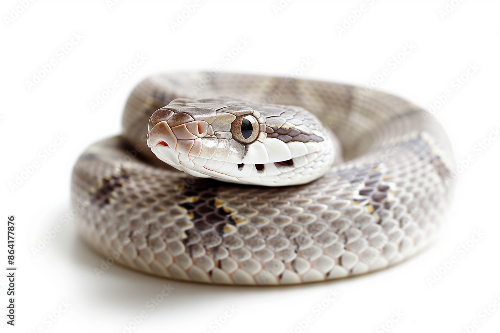 Fototapeta premium A high-resolution image of a snake on a white background, perfect for educational, scientific, and wildlife-themed projects.