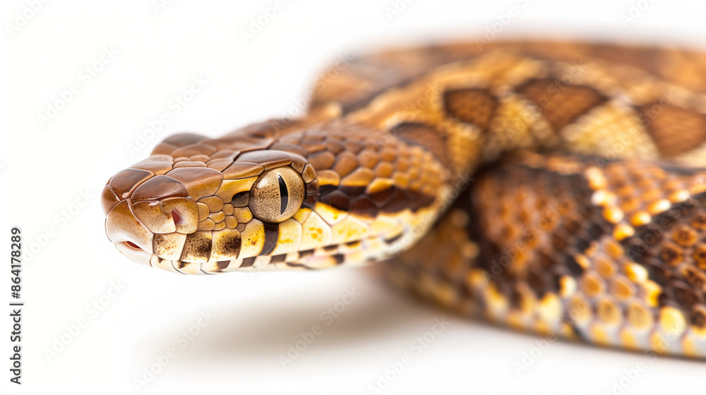 Fototapeta premium A high-resolution image of a snake on a white background, perfect for educational, scientific, and wildlife-themed projects.