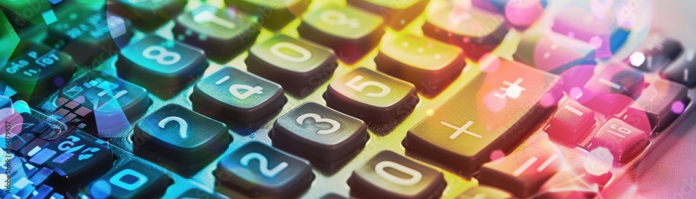 Money, calculator, close up, focus on, copy space, vibrant colors, Double exposure silhouette with financial planning Money, calculator, close up, focus on, copy space, vibrant colors, Double exposure silhouette with financial planning