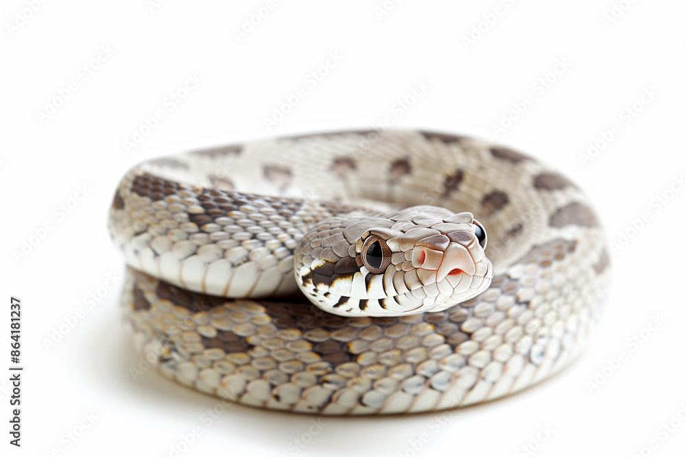 Fototapeta premium A high-resolution image of a snake on a white background, perfect for educational, scientific, and wildlife-themed projects.