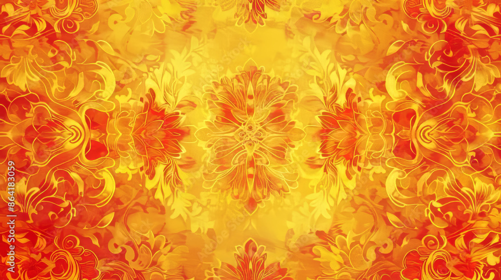 This wallpaper has a yellow, red, and festival-like design. This wallpaper has a yellow, red, and festival-like design.
