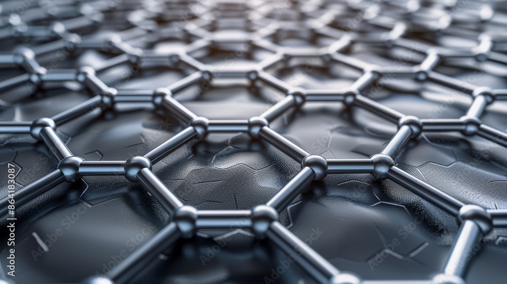 Fototapeta premium Chemical and molecular structure of carbon or graphene atoms in scientific research