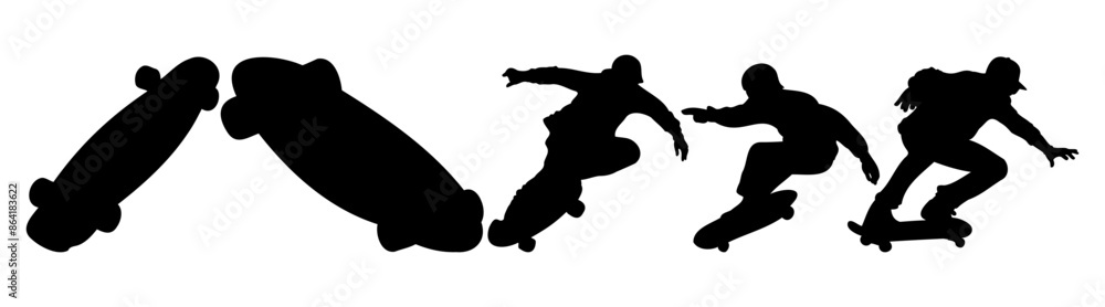 Skateboard silhouette set vector design big pack of illustration and icon Skateboard silhouette set vector design big pack of illustration and icon