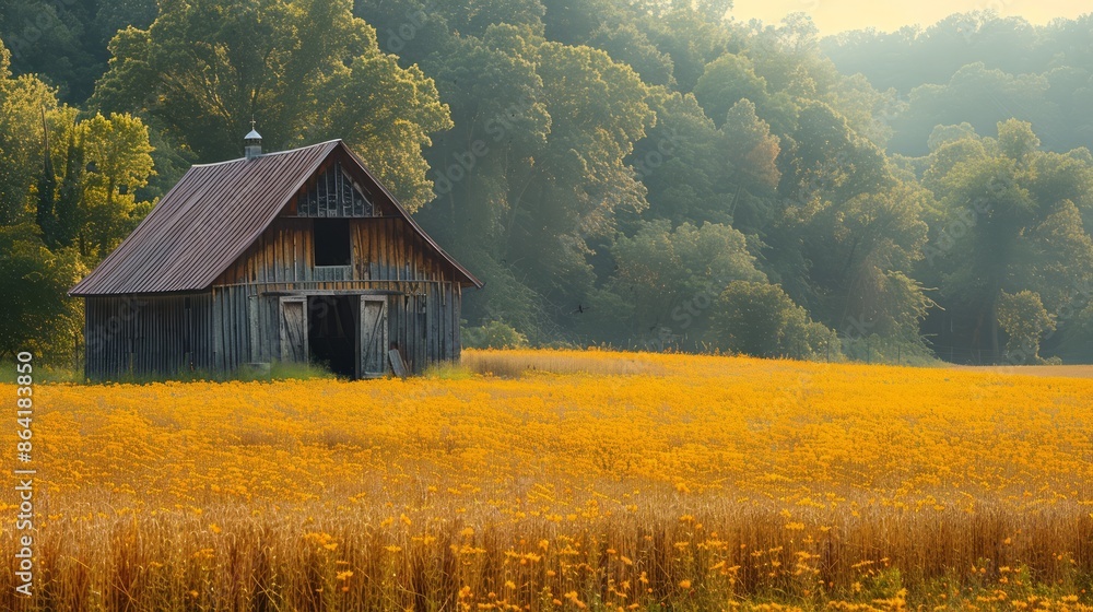 A tranquil countryside scene with a rustic barn and fields of golden wheat, perfect for a calming and beautiful song. A tranquil countryside scene with a rustic barn and fields of golden wheat, perfect for a calming and beautiful song.