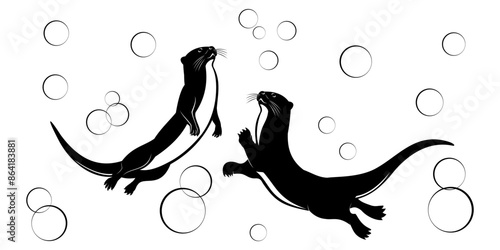 otter silhouette vector 