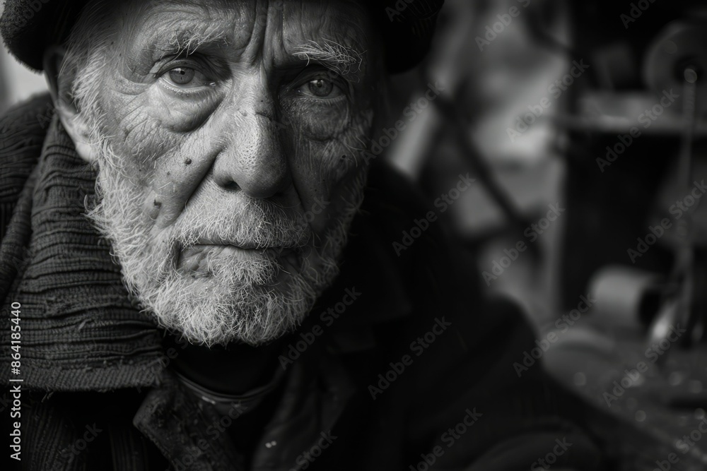 Closeup Portrait of an Elderly Man with a Deep Gaze. Closeup Portrait of an Elderly Man with a Deep Gaze.
