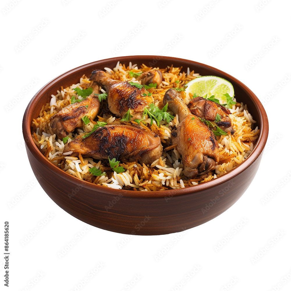 A bowl of chicken biryani isolated on transparent background png A bowl of chicken biryani isolated on transparent background png