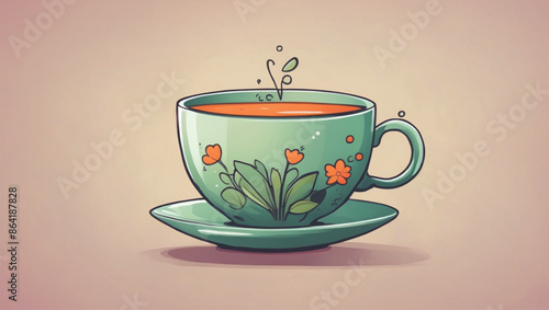 Cup of tea with steam