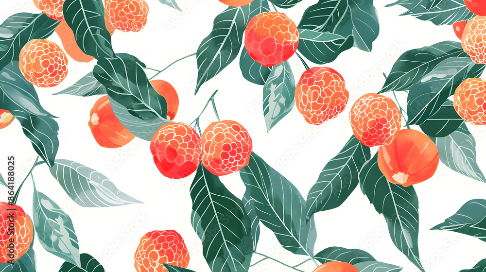 Fototapeta premium lychee pattern on white background