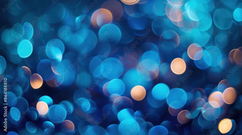A blue bokeh background featuring various sizes of light circles, creating a visually appealing and festive atmosphere. A blue bokeh background featuring various sizes of light circles, creating a visually appealing and festive atmosphere.