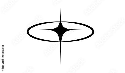 Minimalist Futuristic Streetwear. Aesthetic line with stars. Y2k style. Retro futuristic element. Vector illustration