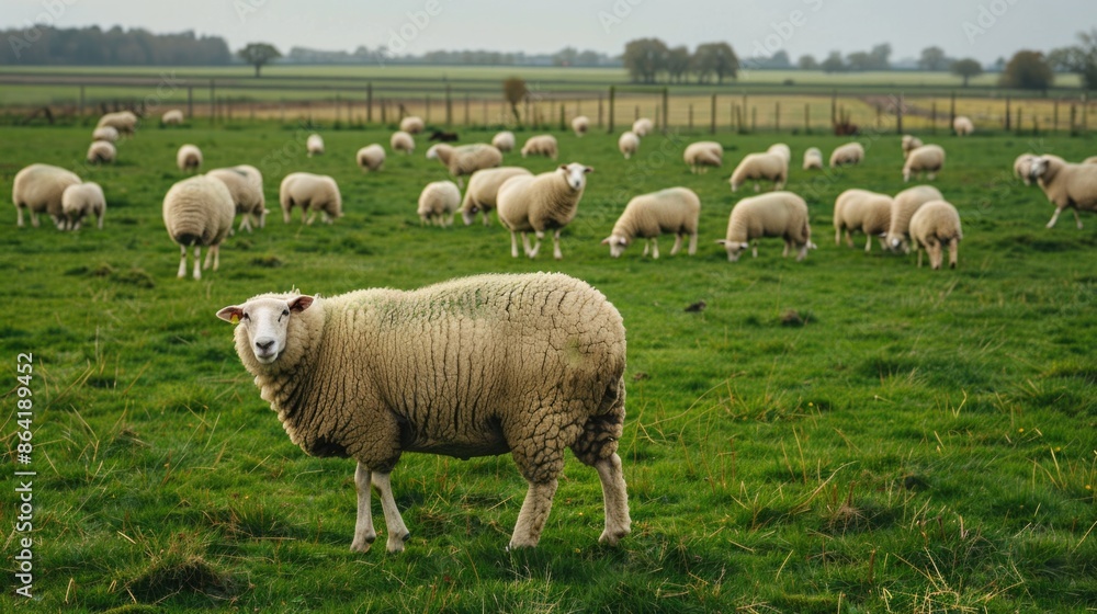 Sheep Grazing - A Scenic View of Domestic Ewes Eating on a Green Farmland Sheep Grazing - A Scenic View of Domestic Ewes Eating on a Green Farmland