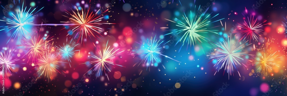 Fototapeta premium Festive Fireworks Display Against a Night Sky