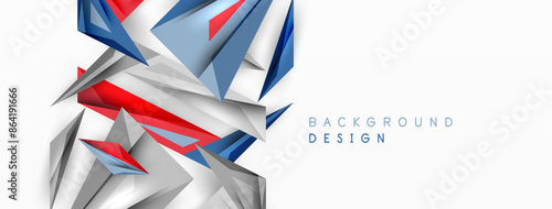 Minimal geometric abstract background. Low poly dynamic triangle design. Trendy techno business template for wallpaper, banner, background or landing