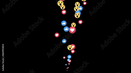 Emoji social media element, Live streaming style animated icon. Alpha channel, transparent background. 4K resolution