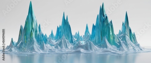 Abstract glass shape on A surreal landscape formed by melting ir