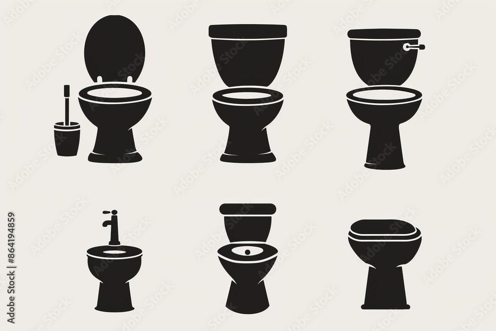 Toilet bowl icon, wc sign, minimal restroom closet symbol, simple lavatory emblem on white Toilet bowl icon, wc sign, minimal restroom closet symbol, simple lavatory emblem on white