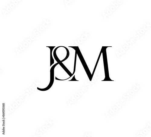 Initial Letter Logo. Ampersand Symbol. Logotype design. Simple Luxury Black Flat Vector JM