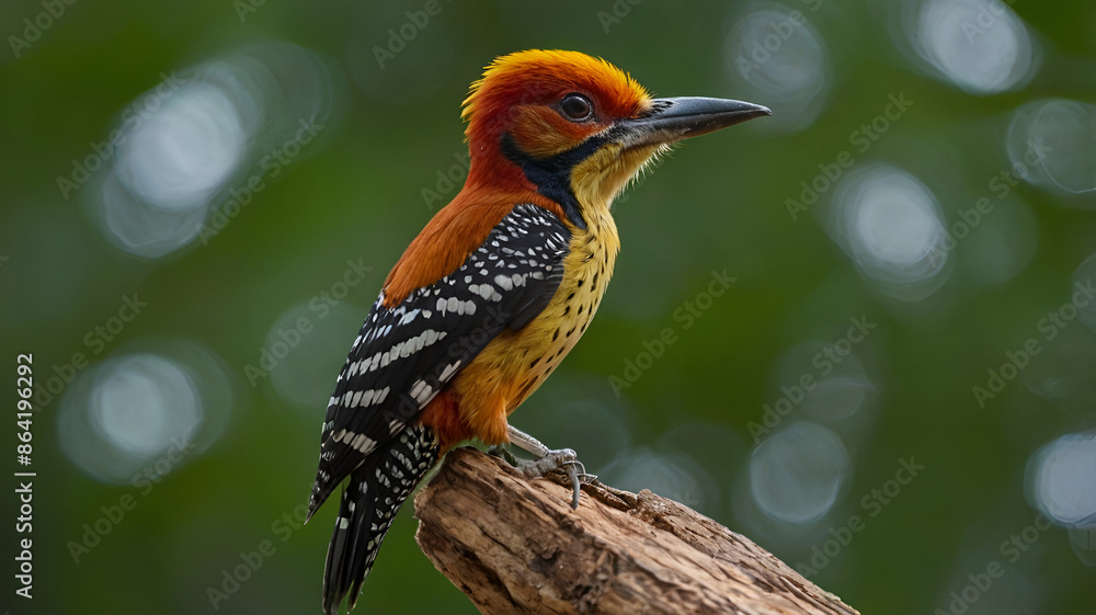 Obraz premium A beautiful common flame back woodpecker