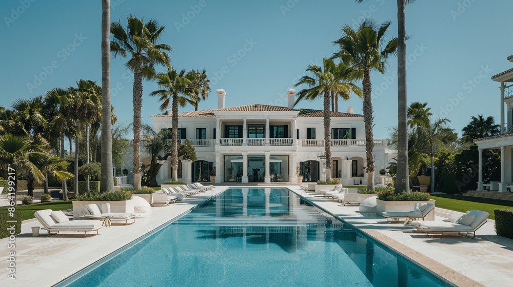 Fototapeta premium Beautiful palace with pool.