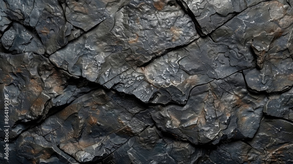 A close up of a rock with a lot of texture and a dark color. The rock appears to be old and worn, with a rough surface. Concept of ruggedness and strength, as well as a connection to nature A close up of a rock with a lot of texture and a dark color. The rock appears to be old and worn, with a rough surface. Concept of ruggedness and strength, as well as a connection to nature