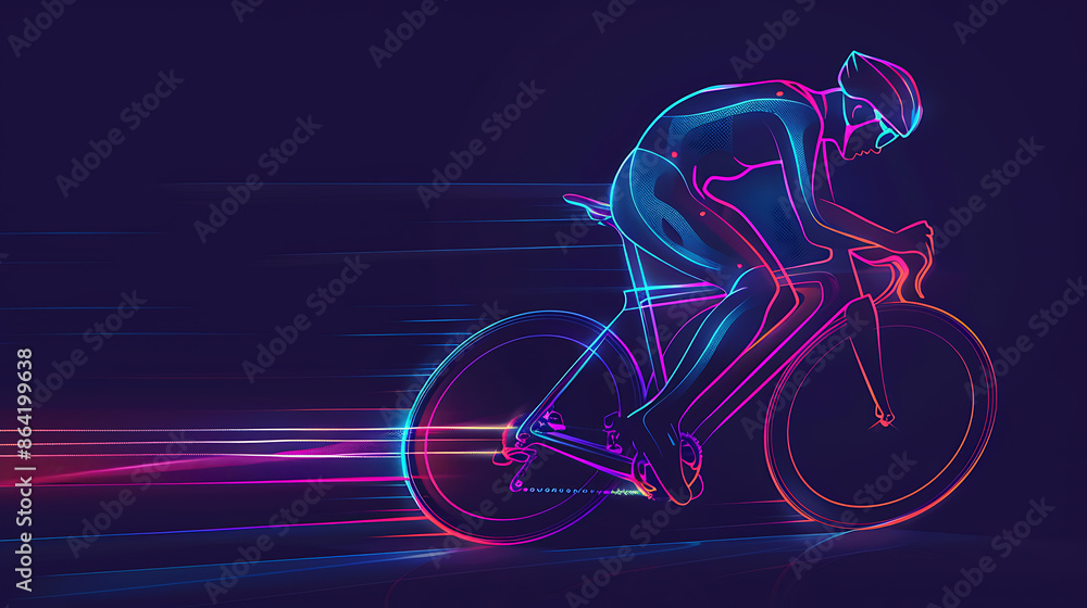 Fototapeta premium neon line bicycle racing, wallpaper, the beauty of speed from competition