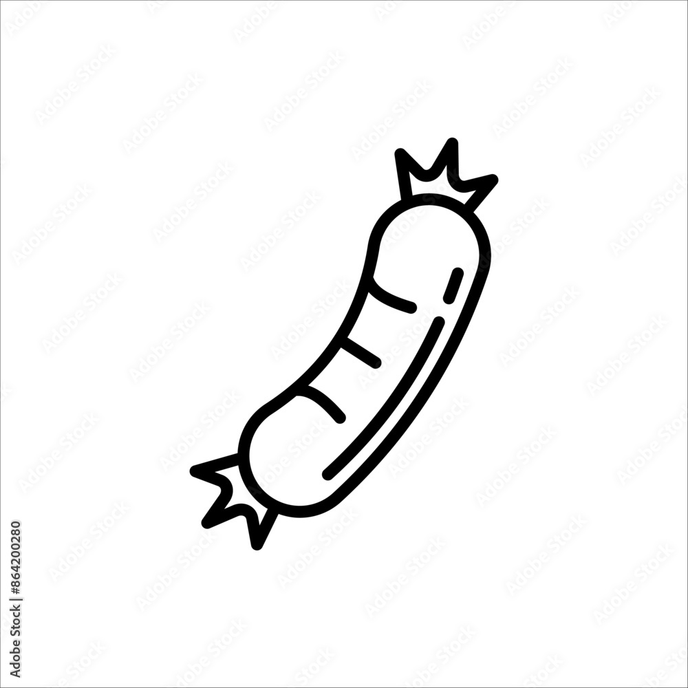 Sausage vector icon. Editable vector stroke sausage icon on white background. Sausage vector icon. Editable vector stroke sausage icon on white background.