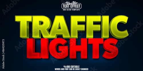 Traffic light editable text effect, customizable red and green 3D font style