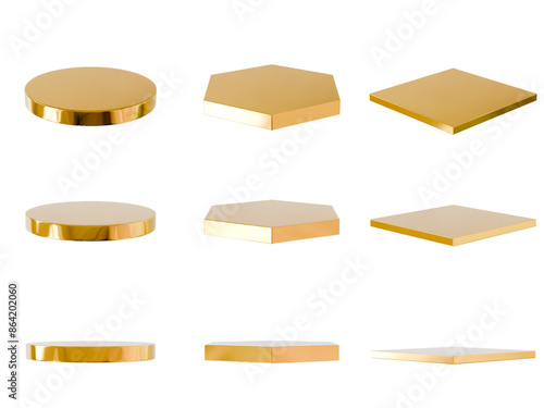 Simple gold podium contains 9 podiums