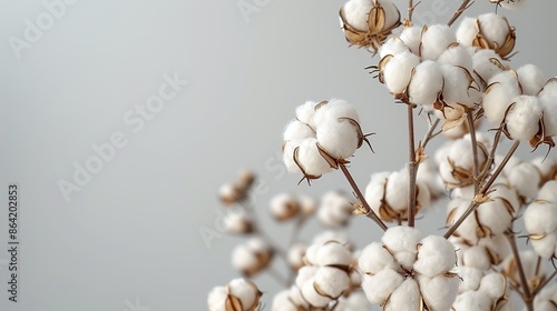 Close-Up of Cotton Plant on Solid White Background © Li