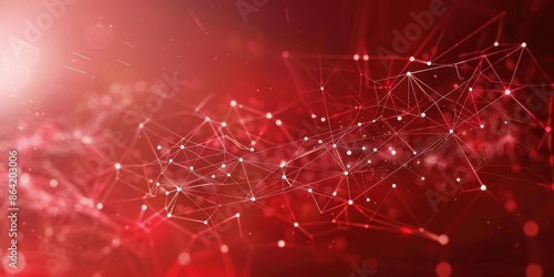 Dynamic Red Network with Glowing Nodes and Connections photo